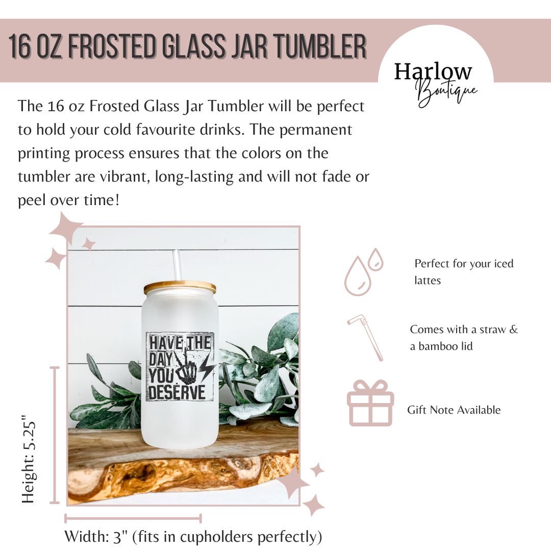 BUT FIRST COFFEE FROSTED GLASS JAR TUMBLER Harlow Boutique Official Online Store