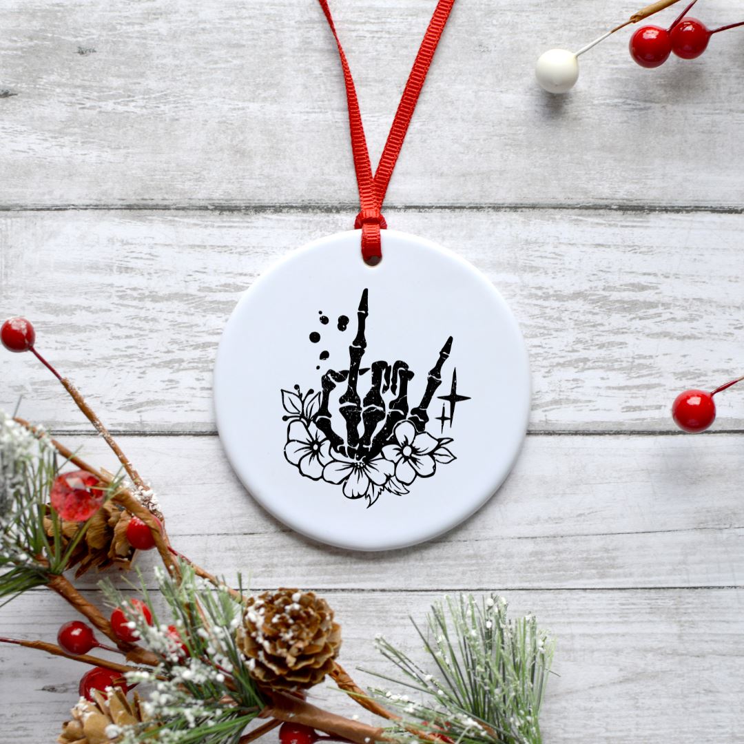 ROCK ON SKELETON HAND FLOWER ORNAMENT Ornament Harlow Boutique Official Online Store