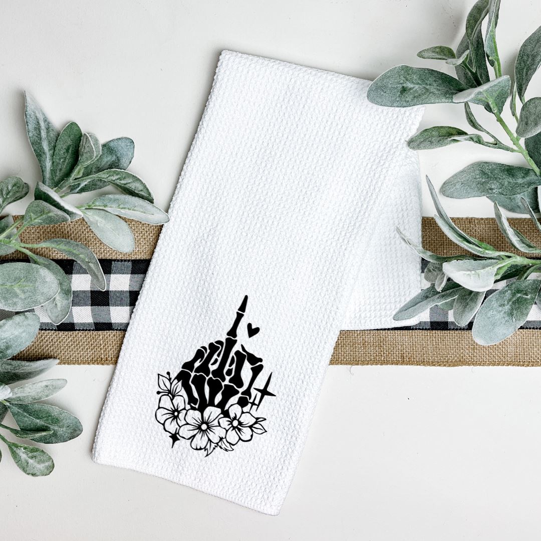 MIDDLE FINGER FLORAL TEA TOWEL Tea Towel Harlow Boutique Official Online Store