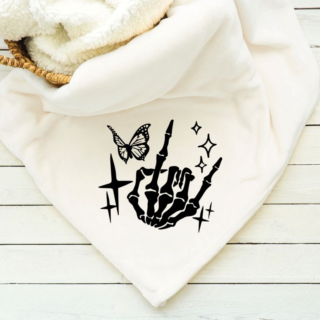 Rock On Skeleton Hand Blanket Blankets Harlow Boutique Official Online Store