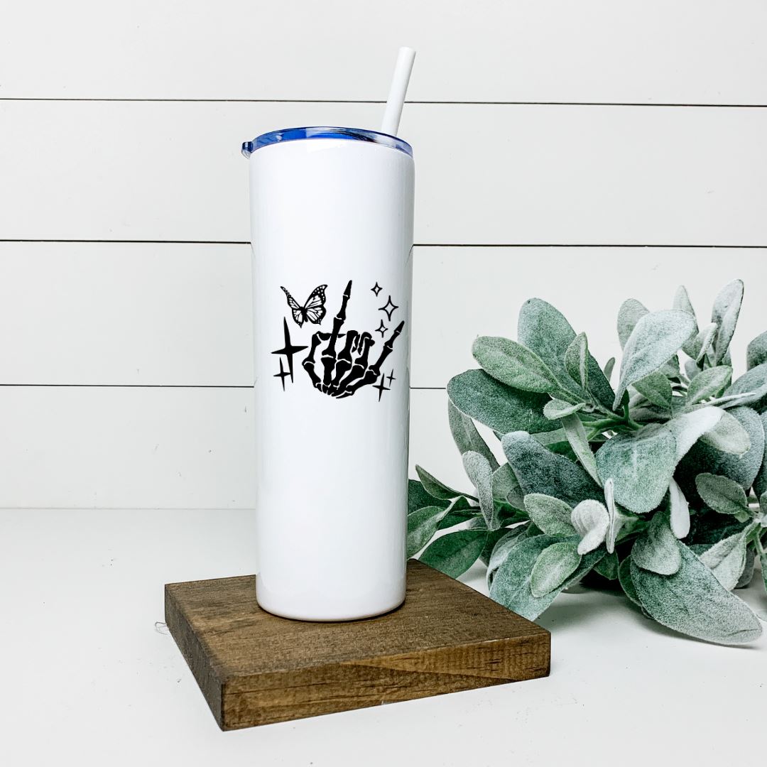 ROCK ON SKELETON HAND TALL TUMBLER Tumblers Harlow Boutique Official Online Store