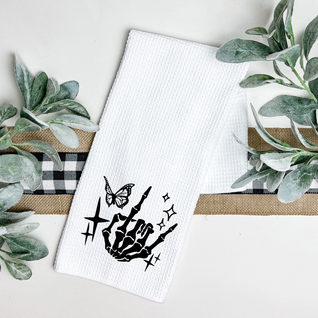 ROCK ON SKELETON HAND TEA TOWEL Tea Towel Harlow Boutique Official Online Store