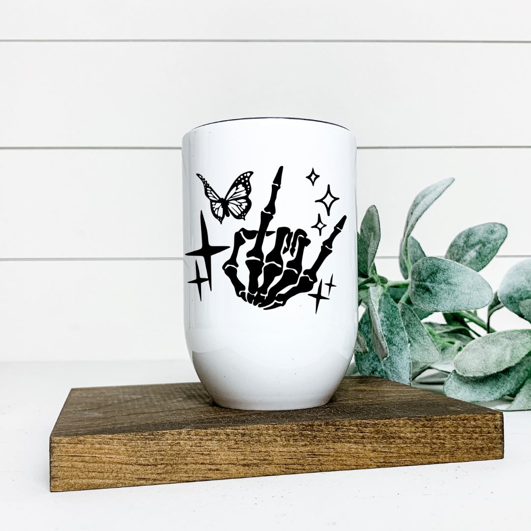 ROCK ON SKELETON HAND WINE TUMBLER Harlow Boutique Official Online Store