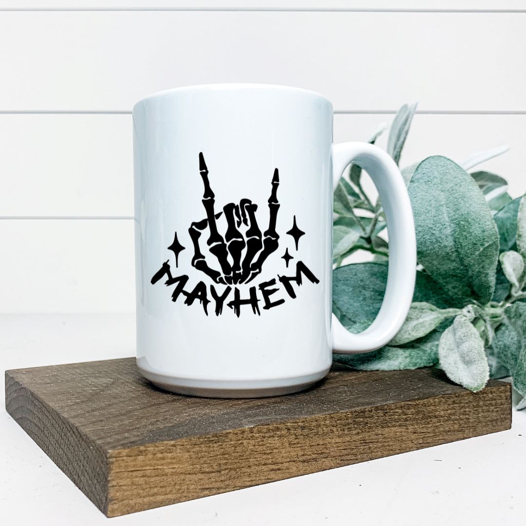 MAYHEM ROCK ON SKELETON HAND MUG Harlow Boutique Official Online Store