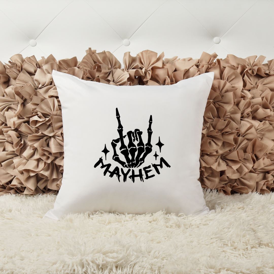 MAYHEM ROCK ON SKELETON HAND PILLOW Pillow Harlow Boutique Official Online Store