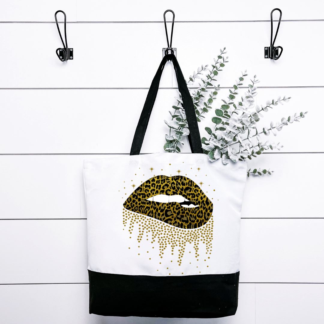 Leopard Gold Lips Tote Bag Harlow Boutique Official Online Store