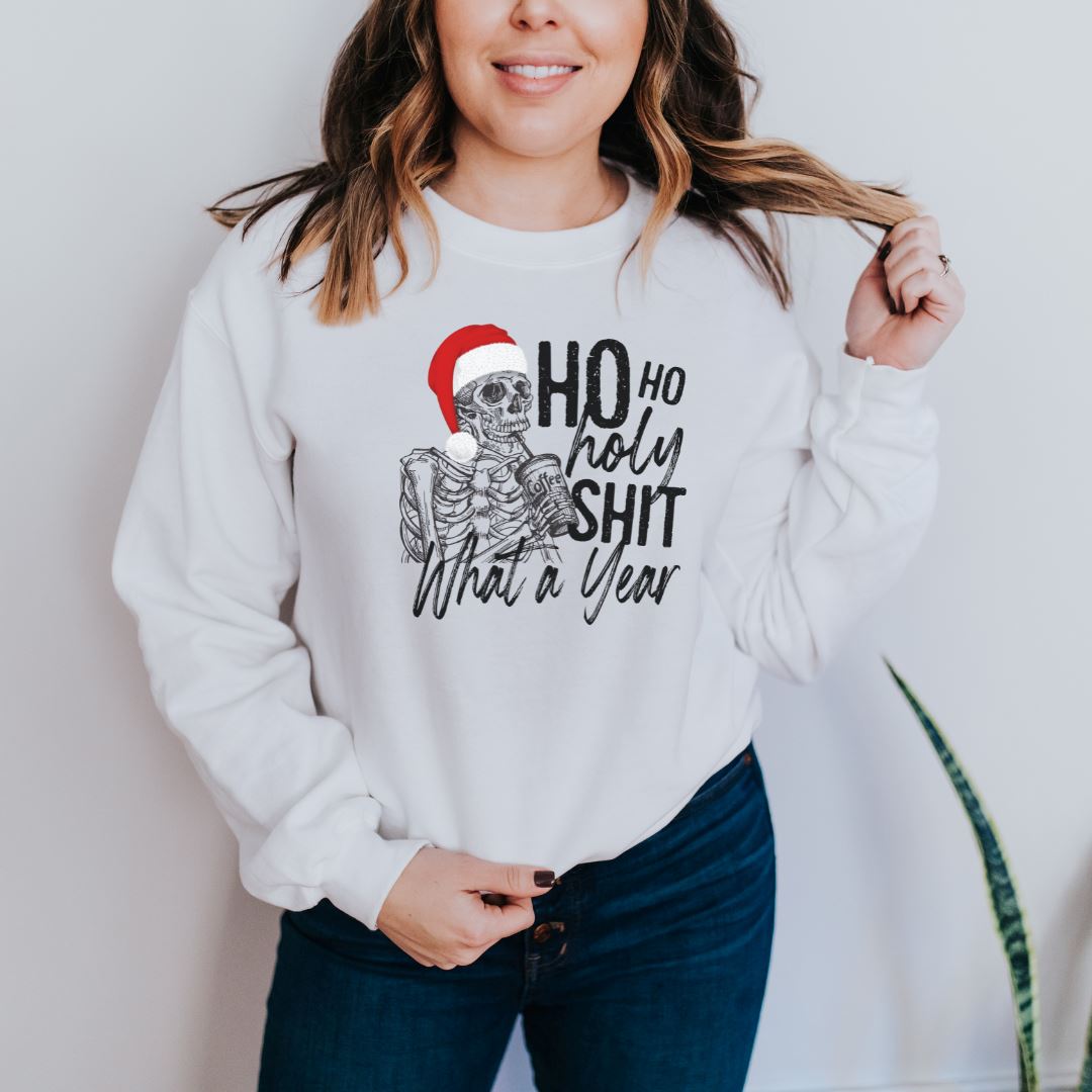 Ho Ho Holy Shit What a Year Crewneck Sweater Harlow Boutique Official Online Store