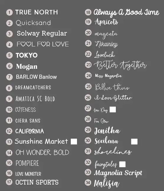 Available Fonts