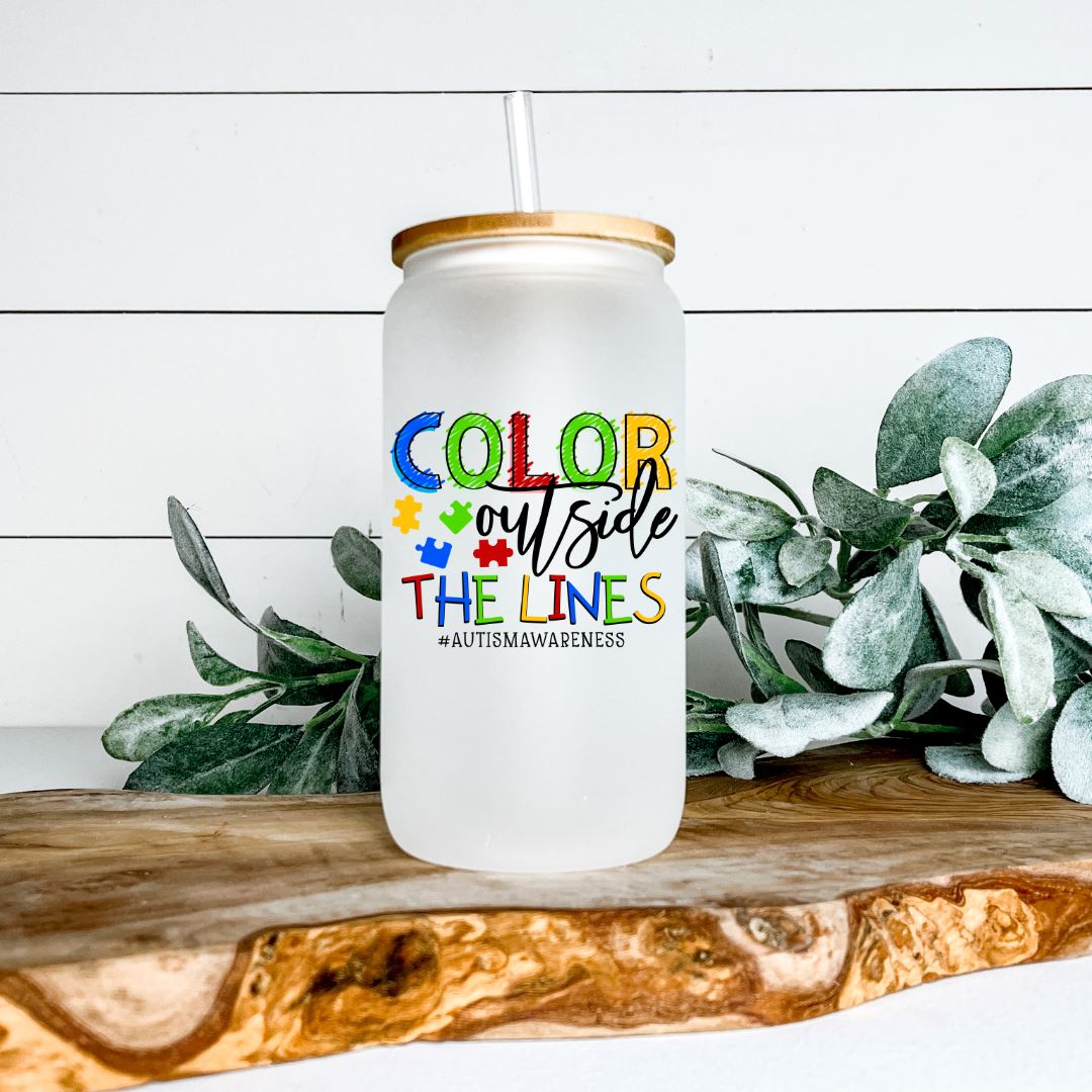 COLOR OUTSIDE THE LINES GLASS JAR TUMBLER Harlow Boutique Official Online Store