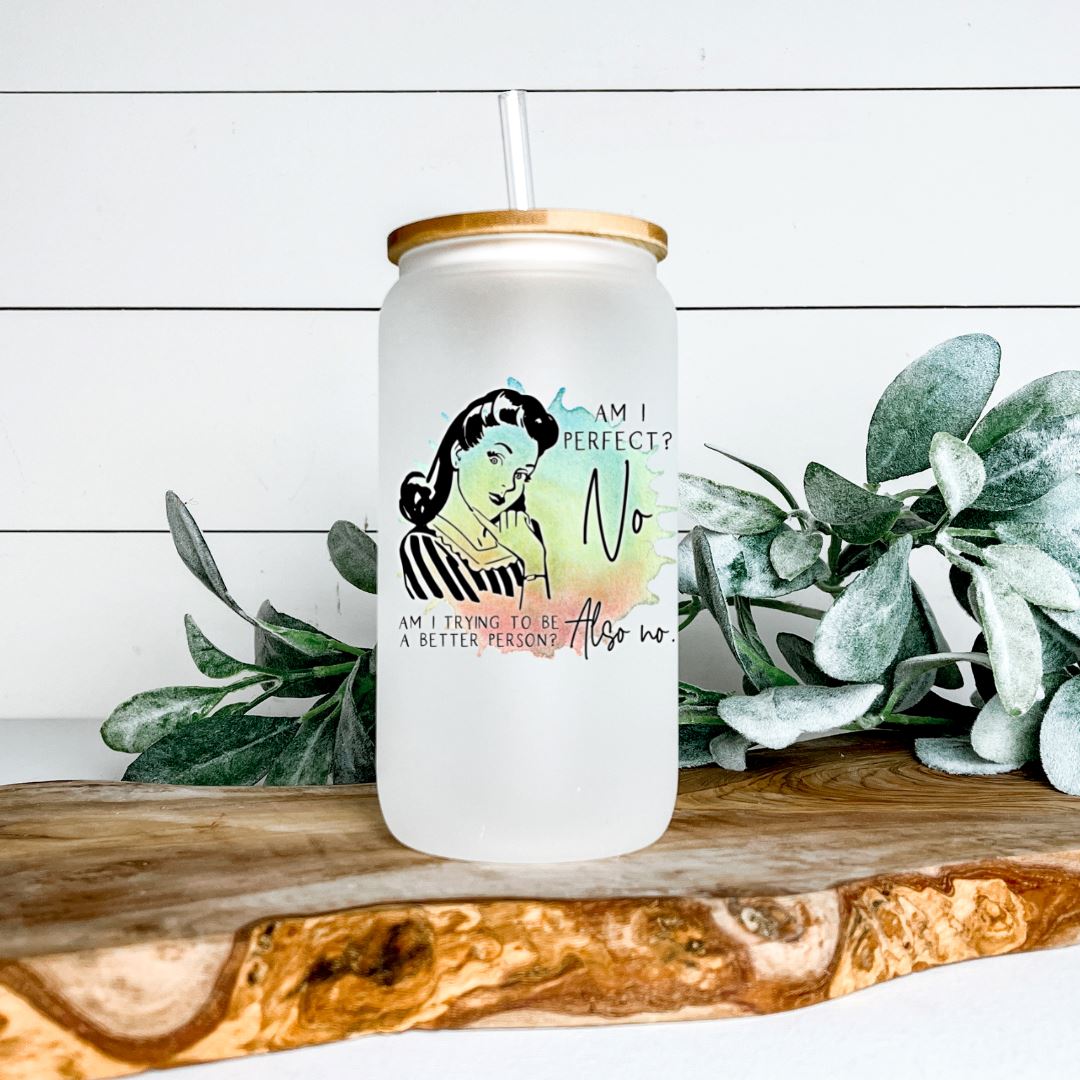 AM I PERECT GLASS JAR TUMBLER Harlow Boutique Official Online Store