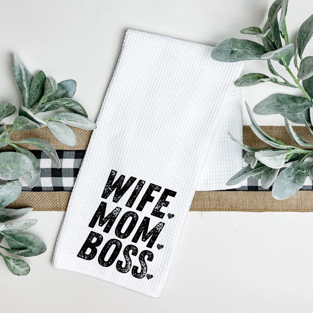 WIFE MOM BOSS TEA TOWEL Harlow Boutique Official Online Store