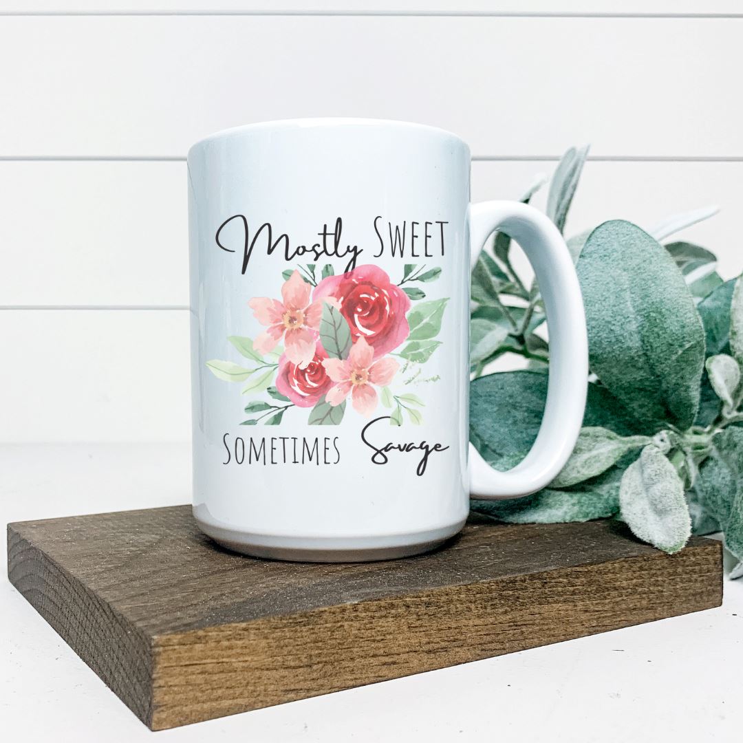 MOSTLY SWEET SOMETIMES SAVAGE MUG Harlow Boutique Official Online Store