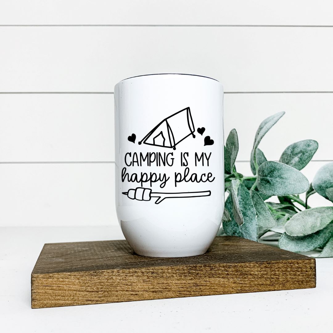 CAMPING IS MY HAPPY PLACE WINE TUMBLER Harlow Boutique Official Online Store