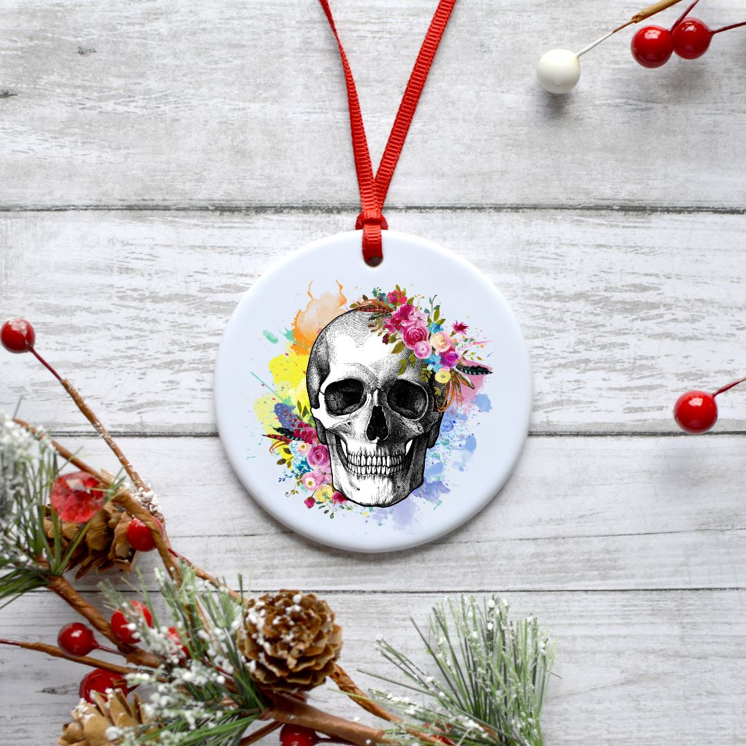 WATERCOLOR SKULL ORNAMENT Harlow Boutique Official Online Store