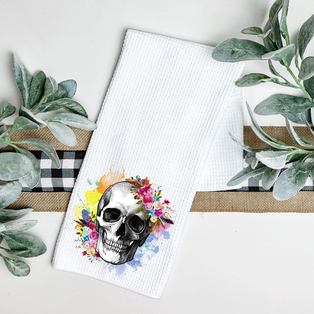 WATERCOLOR SKULL TEA TOWEL Harlow Boutique Official Online Store
