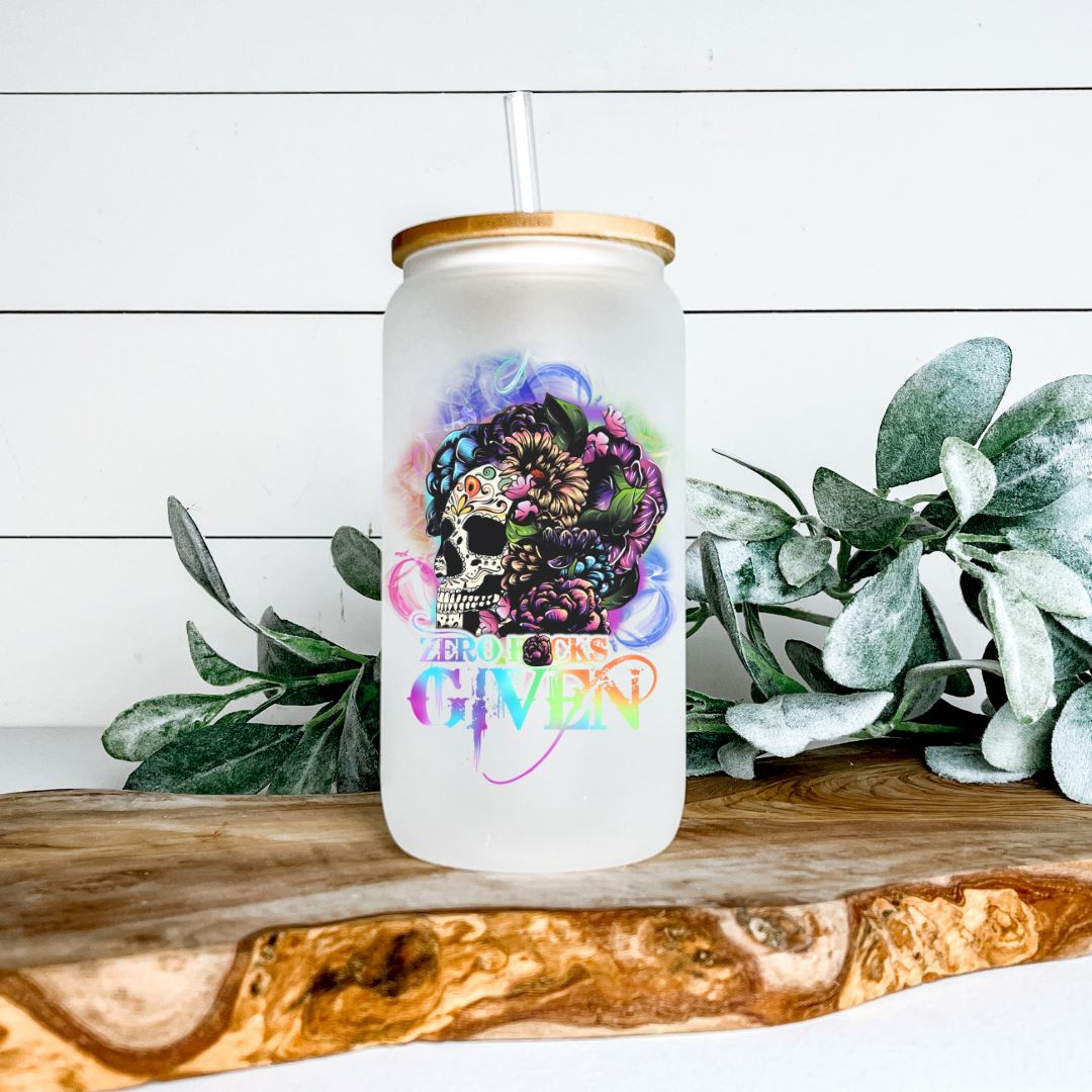 ZERO FUCKS GIVEN GLASS JAR TUMBLER Harlow Boutique Official Online Store