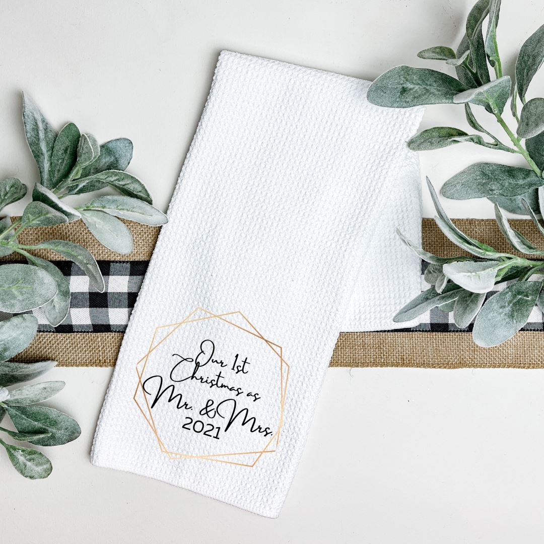 OUR FIRST CHRISTMAS AS MR AND MRS TEA TOWEL Harlow Boutique Official Online Store