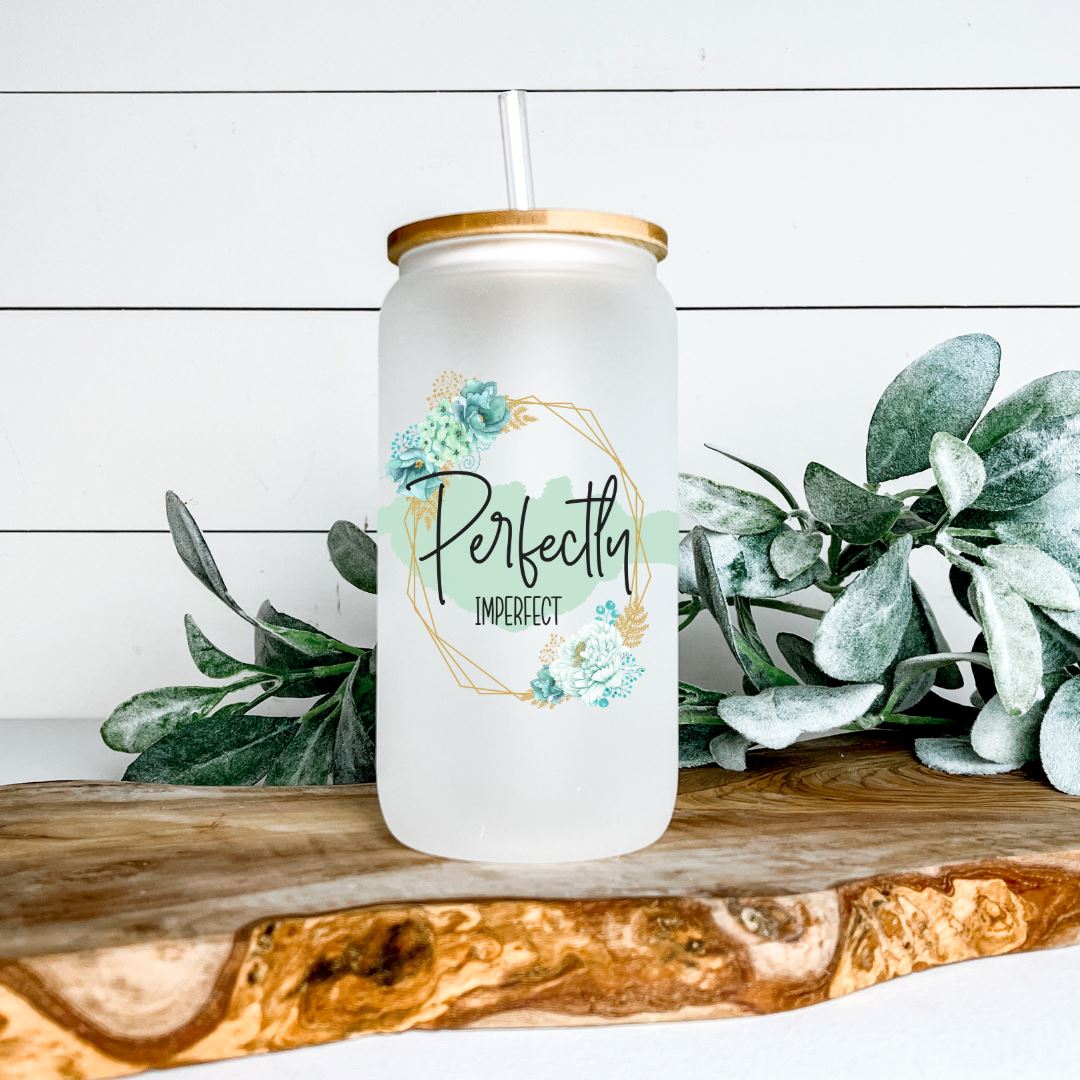 PERFECTLY IMPERFECT FROSTED GLASS JAR TUMBLER