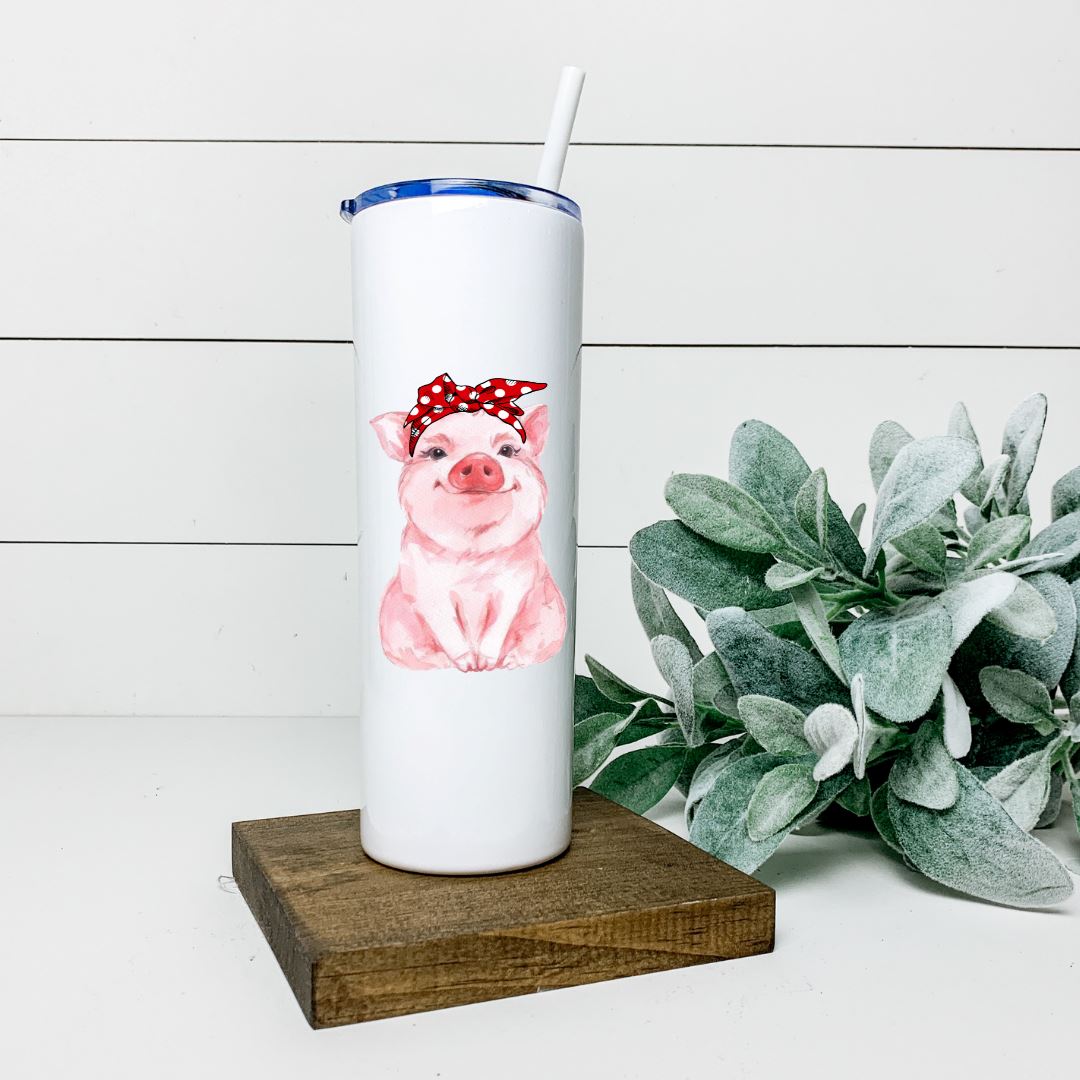 PIG WITH BANDANA TALL TUMBLER Tumblers Harlow Boutique Official Online Store