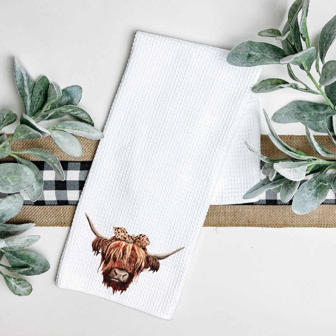HIGHLAND COW BROWN HEADBAND TEA TOWEL Harlow Boutique Official Online Store