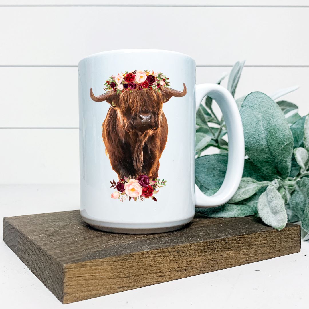 FLORAL HIGHLAND COW MUG Harlow Boutique Official Online Store