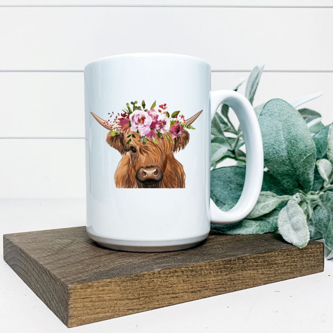 FLORAL HIGHLAND COW MUG Harlow Boutique Official Online Store