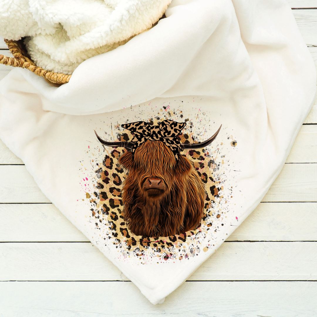 Highland Cow Leopard Headband Blanket Blankets Harlow Boutique Official Online Store