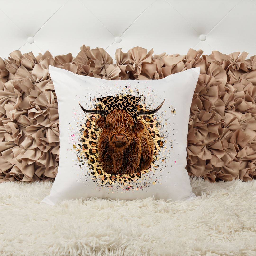 HIGHLAND COW LEOPARD HEADBAND PILLOW Harlow Boutique Official Online Store