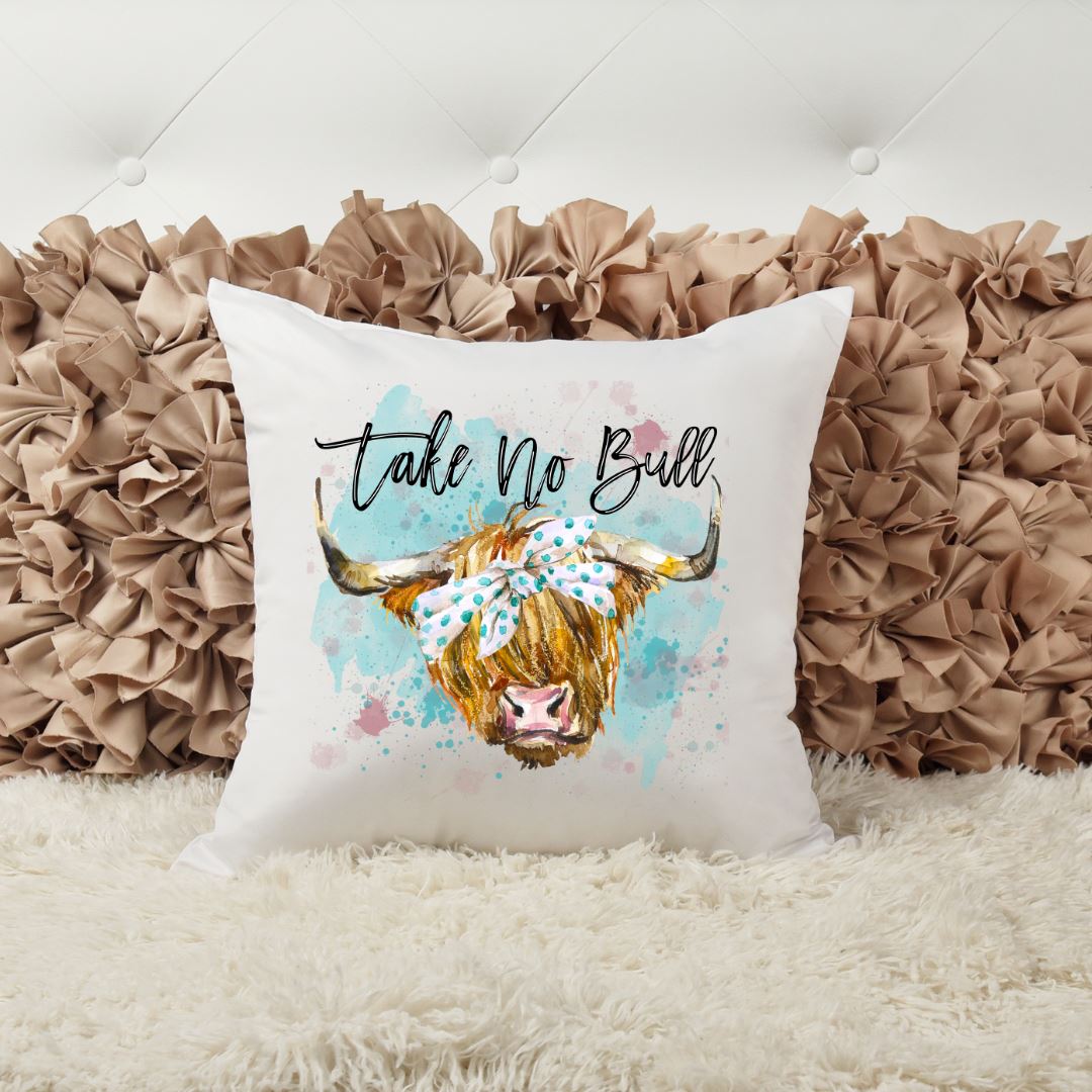 TAKE NO BULL HIGHLAND COW PILLOW Harlow Boutique Official Online Store