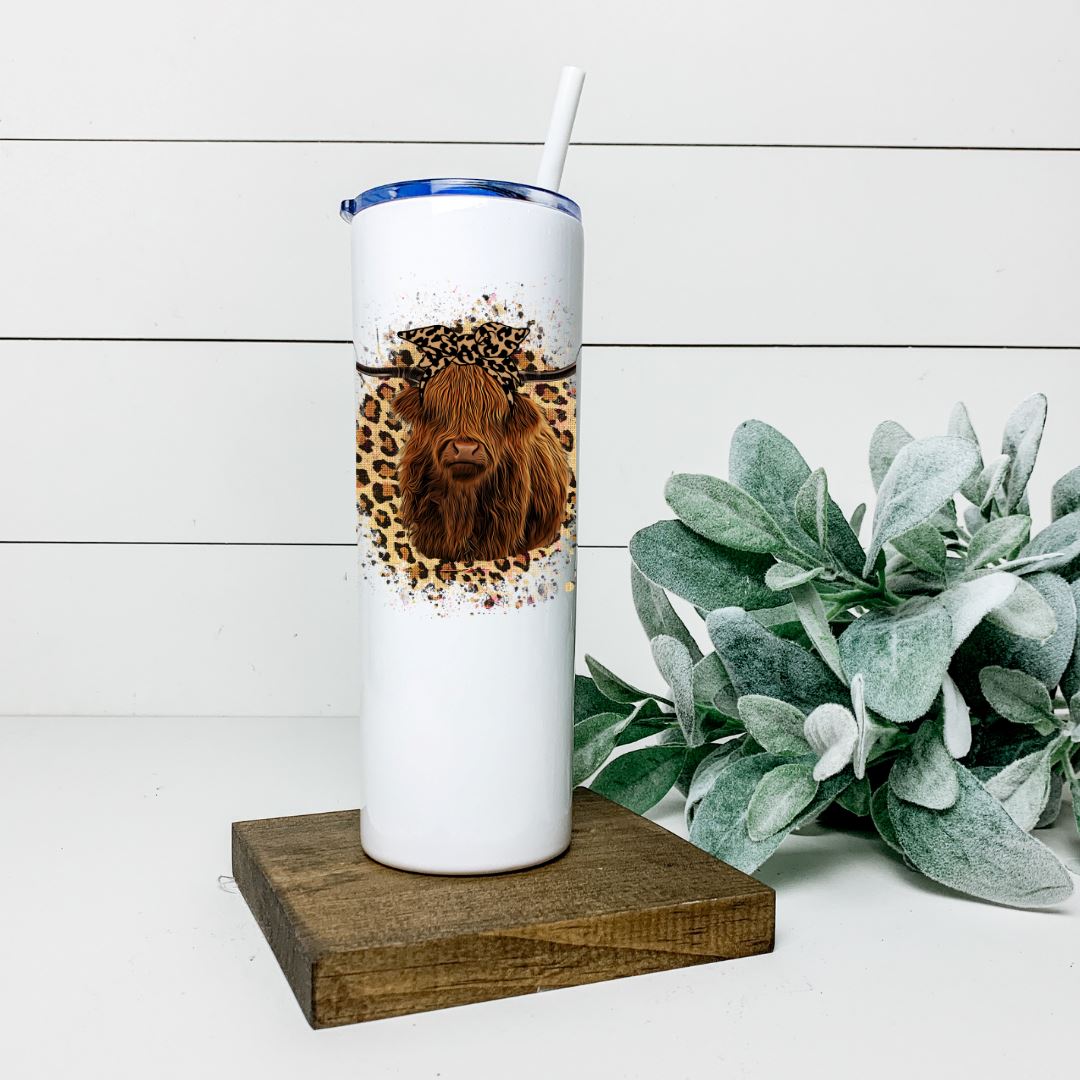 HIGHLAND COW LEOPARD HANDBAND TALL TUMBLER Tumblers Harlow Boutique Official Online Store