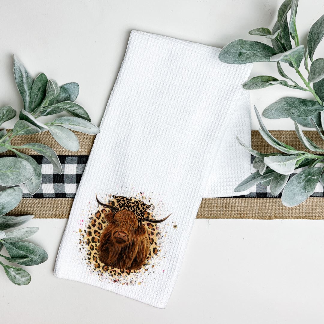 HIGHLAND COW LEOPARD HEADBAND TEA TOWEL Harlow Boutique Official Online Store