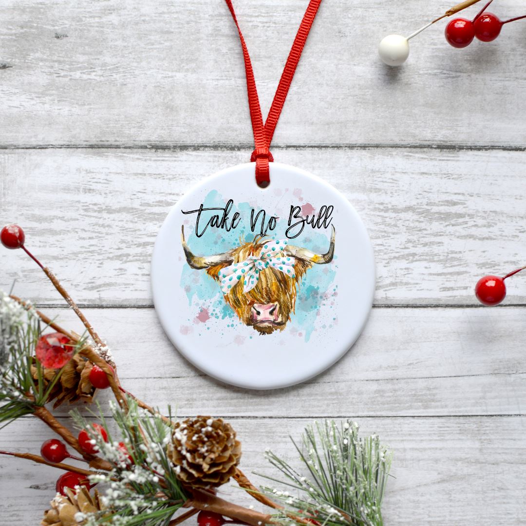 TAKE NO BULL HIGHLAND COW ORNAMENT Harlow Boutique Official Online Store