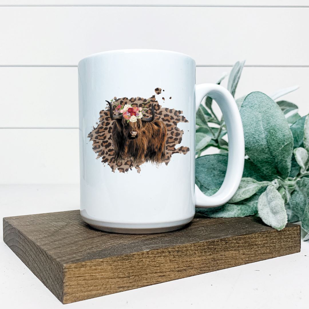 LEOPARD FLORAL HIGHLAND COW MUG Harlow Boutique Official Online Store