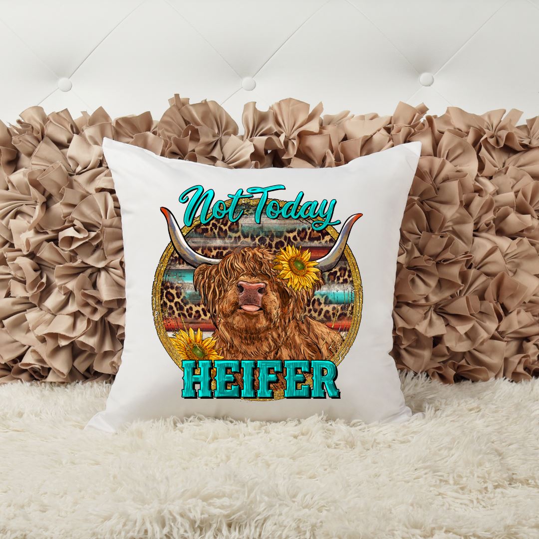 NOT TODAY HEIFER HIGHLAND COW PILLOW Harlow Boutique Official Online Store
