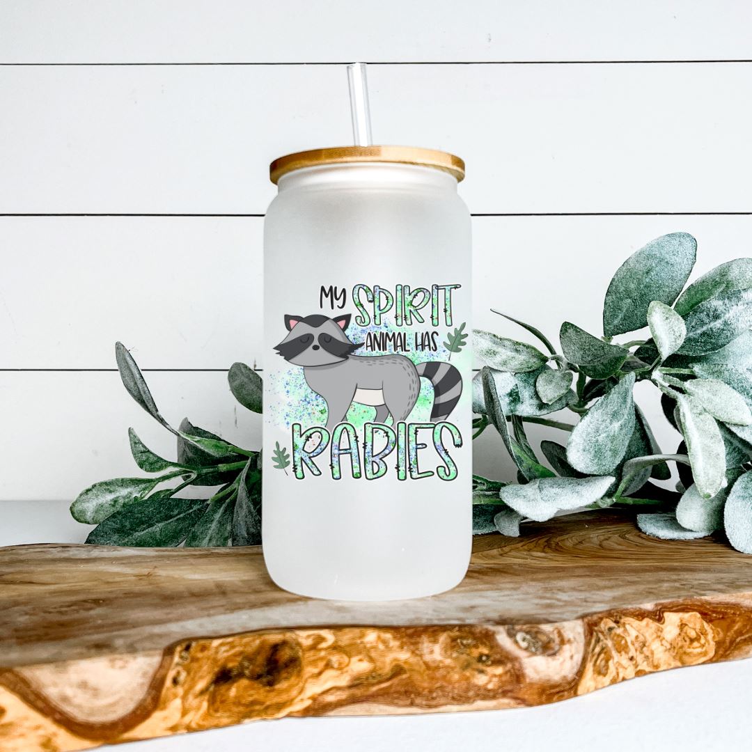 MY SPIRIT ANIMAL HAS RABIES GLASS JAR TUMBLER Harlow Boutique Official Online Store