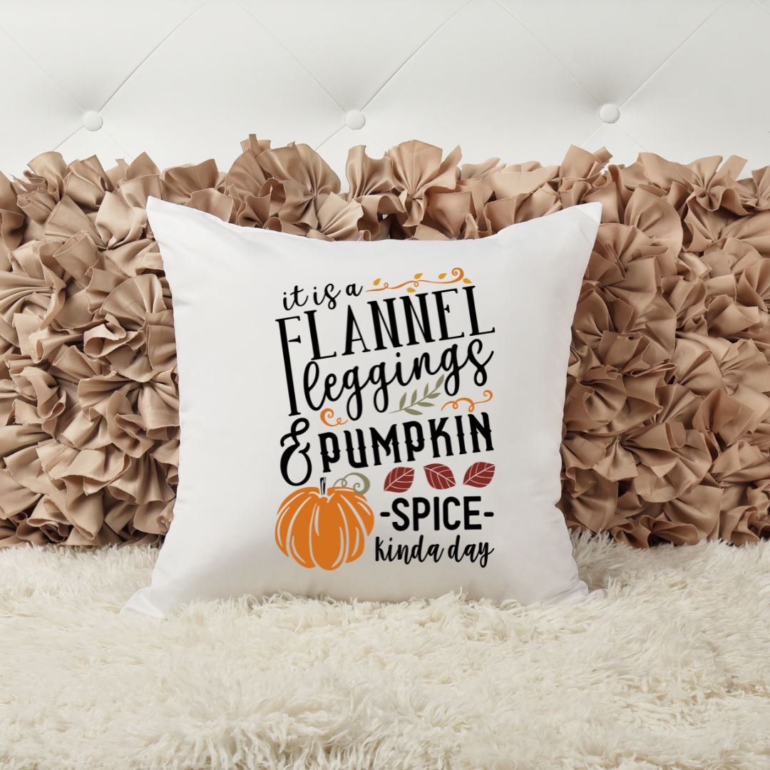 ITS A FLANNEL LEGGINGS AND PUMPKIN SPICE KINDA DAY PILLOW Harlow Boutique Official Online Store