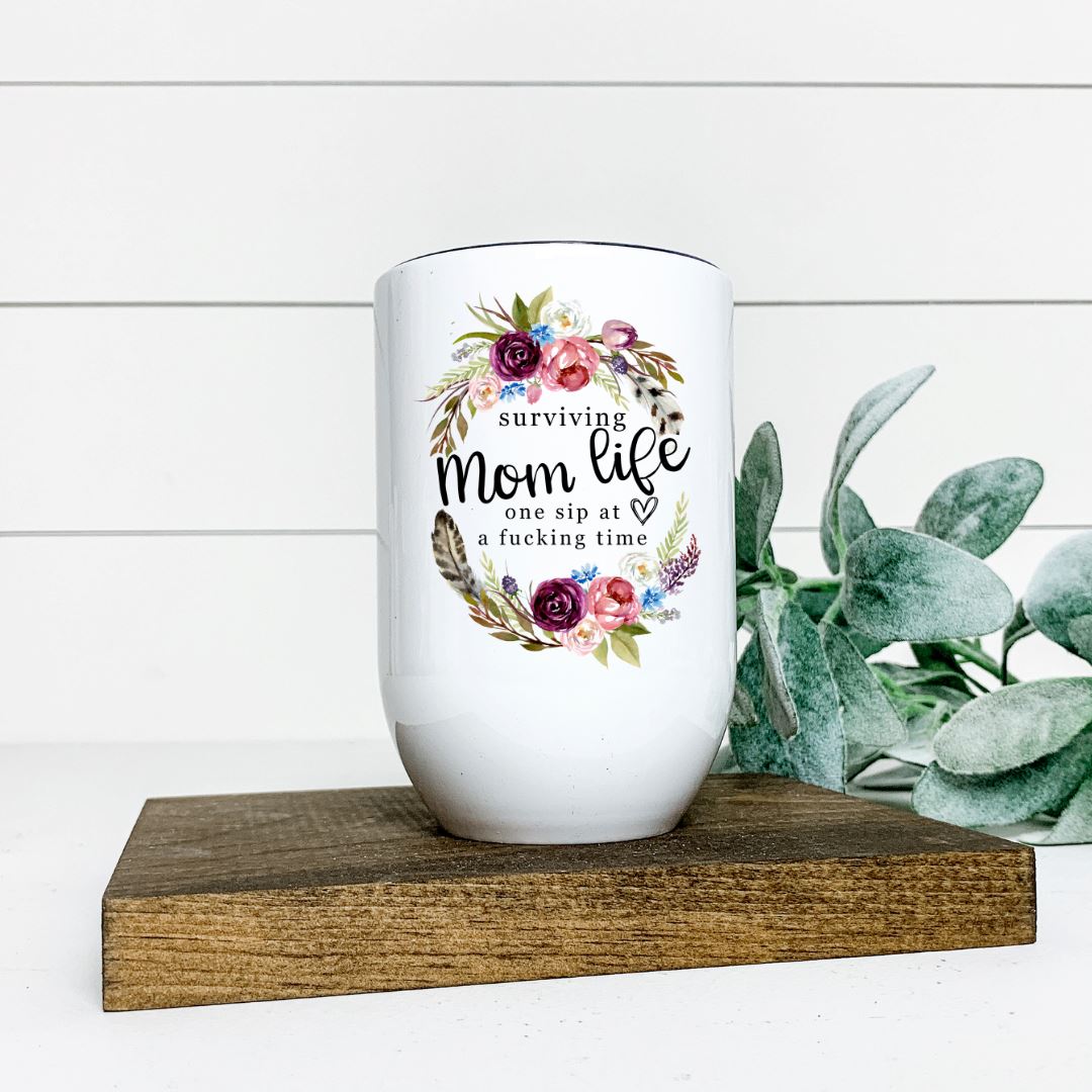 SURVIVING MOM LIFE WINE TUMBLER Harlow Boutique Official Online Store