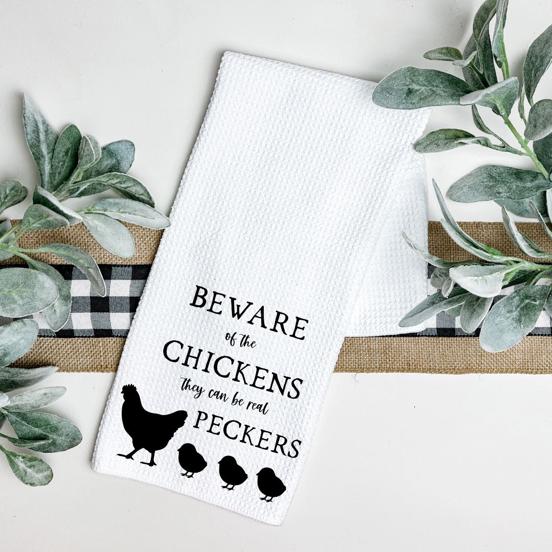 BEWARE OF THE CHICKENS TEA TOWEL Harlow Boutique Official Online Store