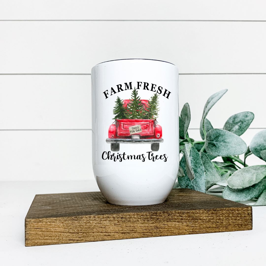 FARM FRESH CHRISTMAS TREES WINE TUMBLER Harlow Boutique Official Online Store