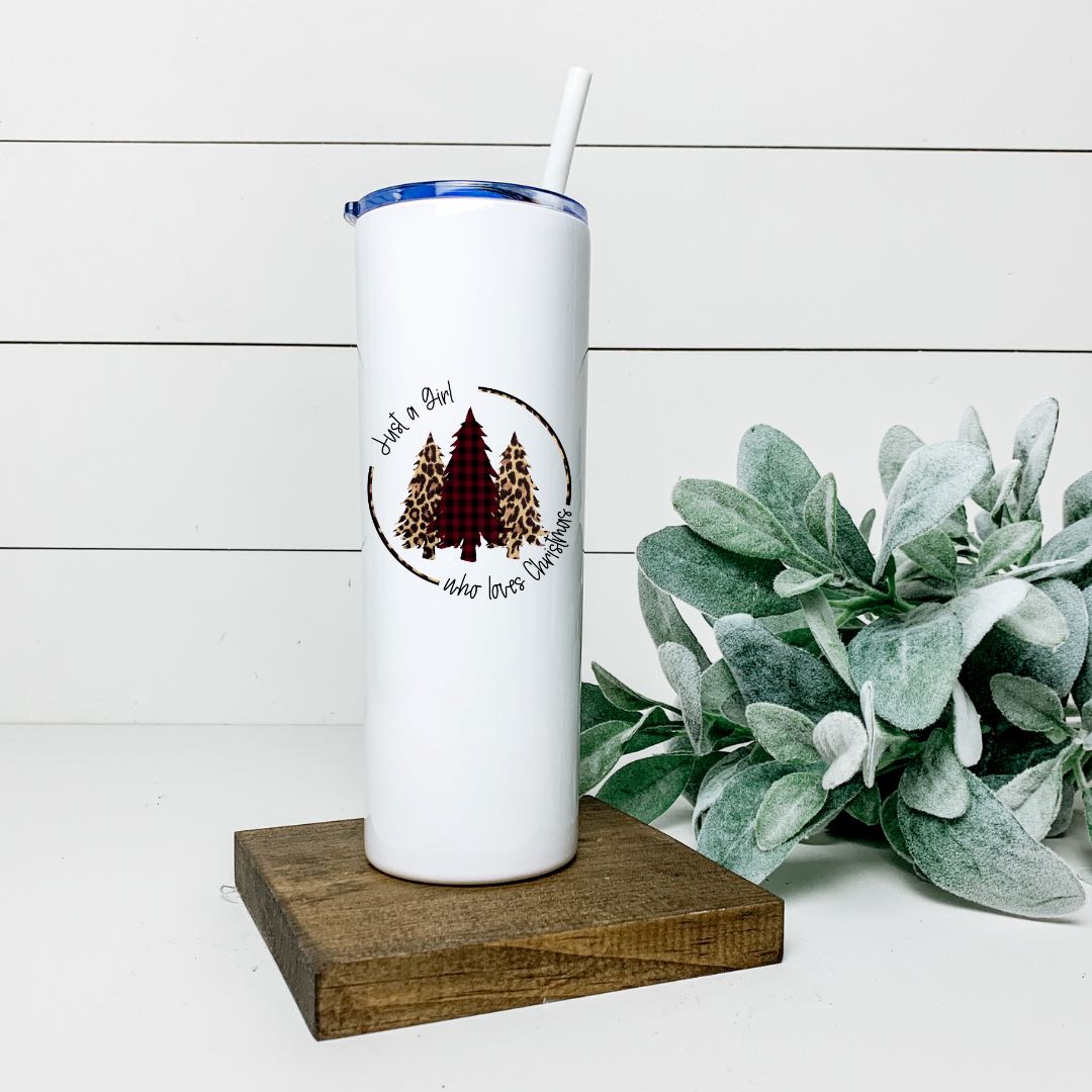 JUST A GIRL WHO LOVES CHRISTMAS TALL TUMBLER Tumblers Harlow Boutique Official Online Store