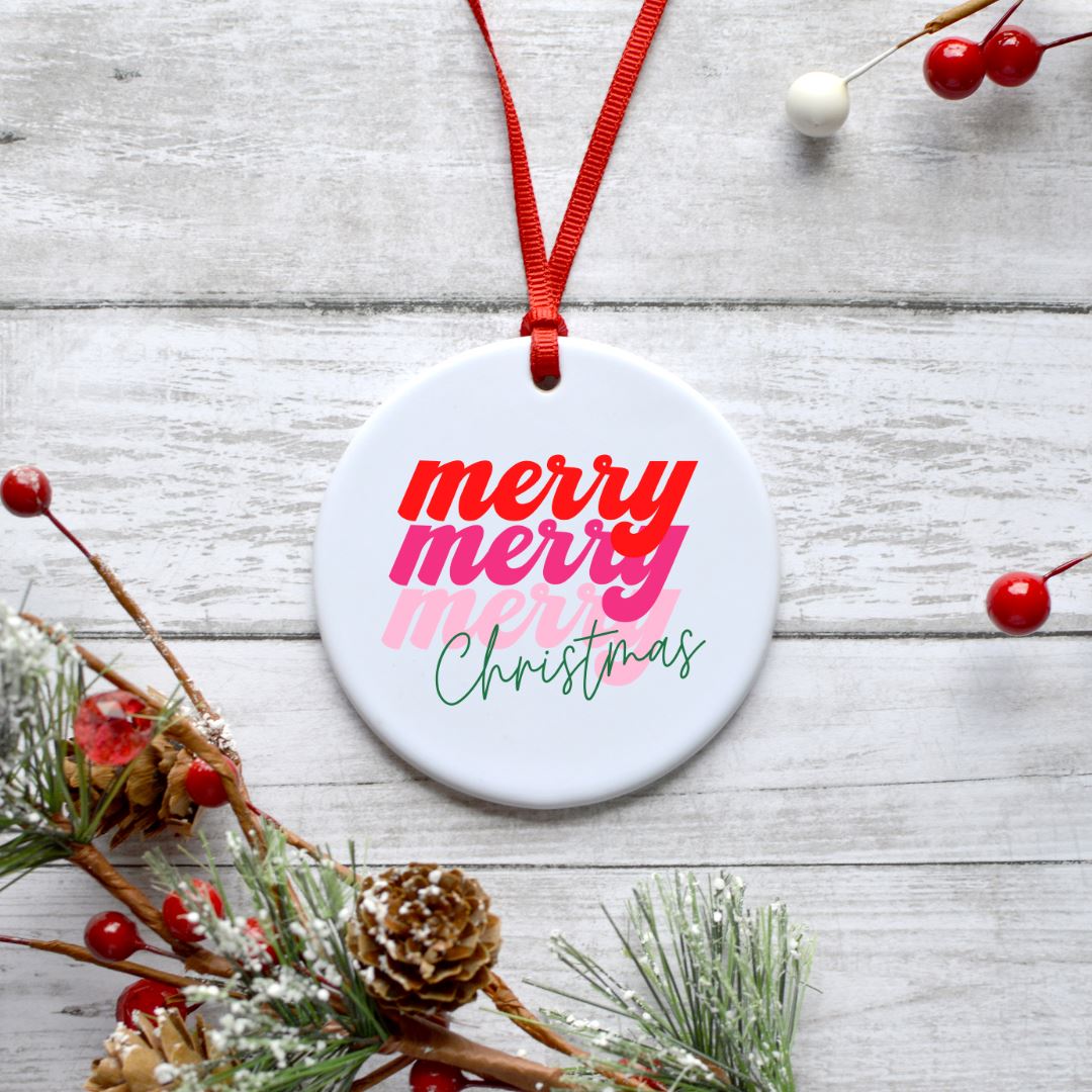 MERRY MERRY MERRY CHRISTMAS ORNAMENT Harlow Boutique Official Online Store