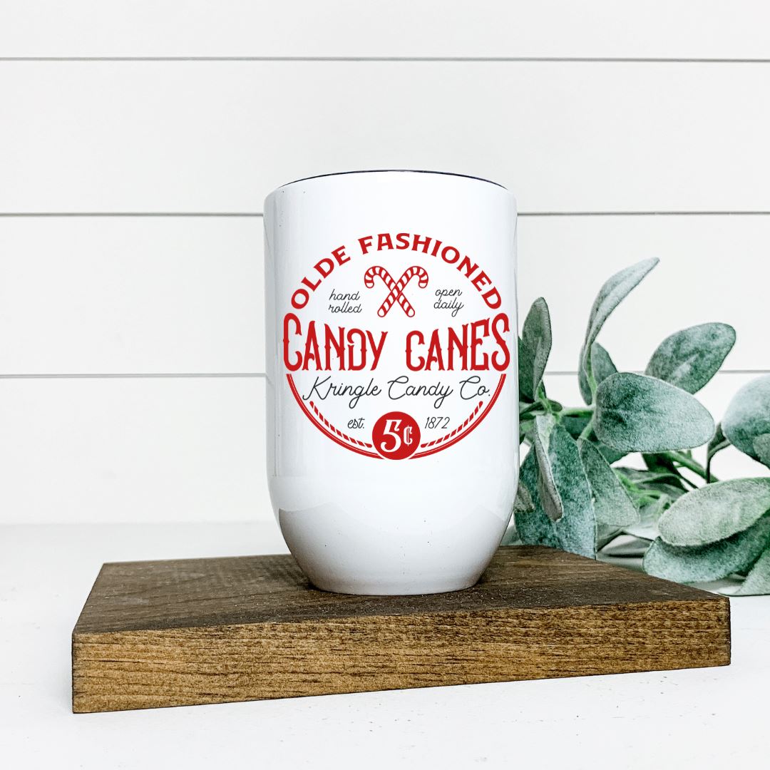 OLDE FASHIONED CANDY CANES WINE TUMBLER Harlow Boutique Official Online Store