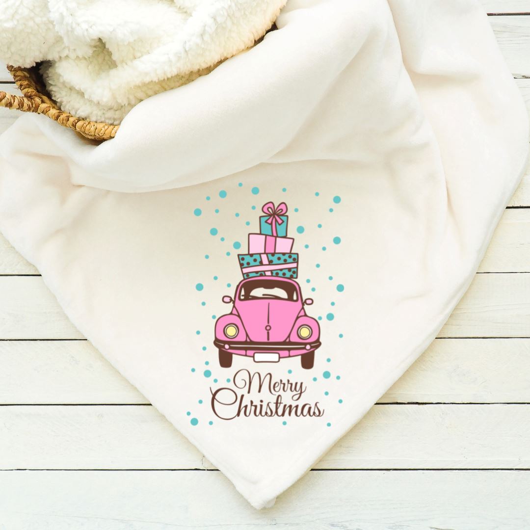 Pink Bug Car- Merry Christmas Blanket Blankets Harlow Boutique Official Online Store