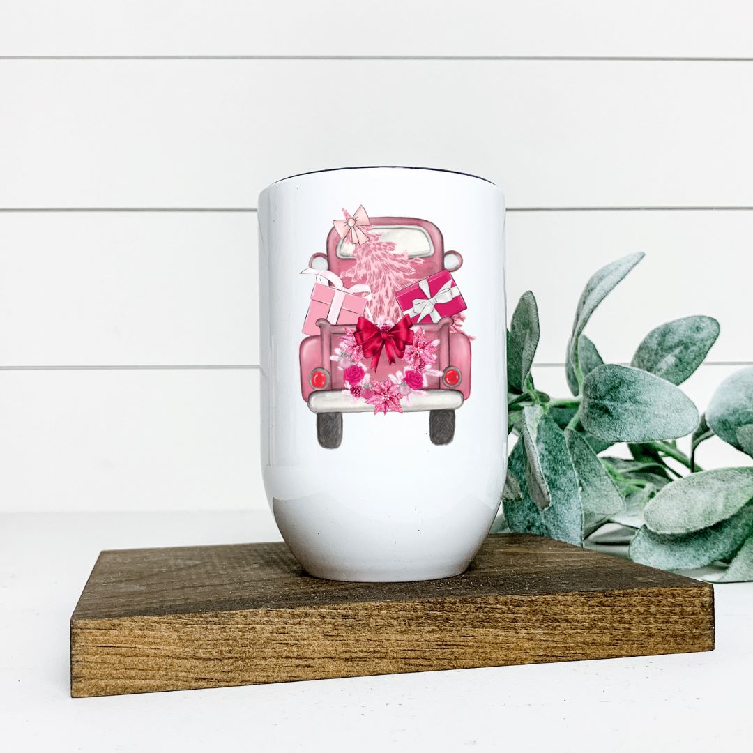 PINK VINTAGE TRUCK WINE TUMBLER Harlow Boutique Official Online Store