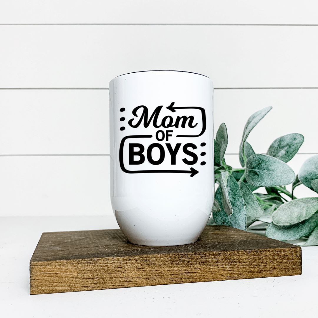 MOM OF BOYS WINE TUMBLER Harlow Boutique Official Online Store