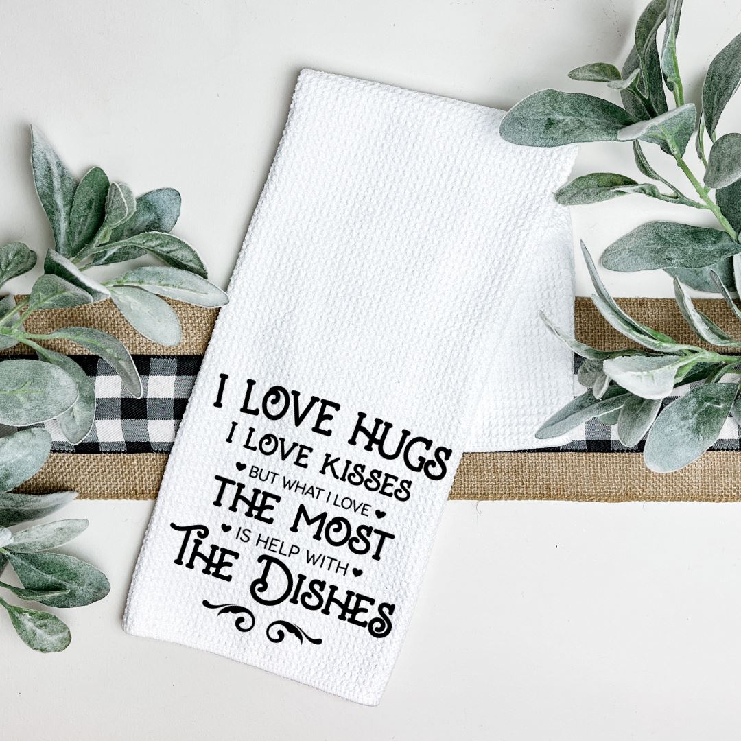 I LOVE HUGS I LOVE KISSES TEA TOWEL Harlow Boutique Official Online Store