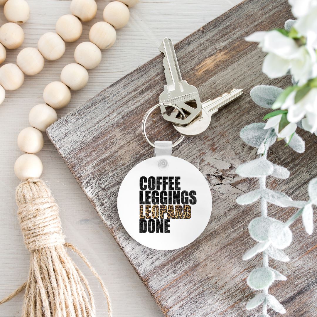 COFFEE LEGGINGS LEOPARD DONE KEYCHAIN Harlow Boutique Official Online Store
