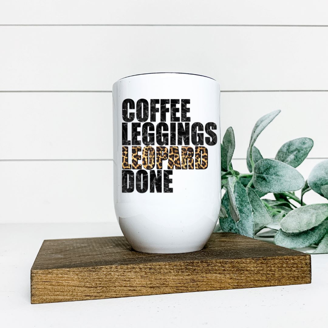 COFFEE LEGGINGS LEOPARD DONE WINE TUMBLER Harlow Boutique Official Online Store