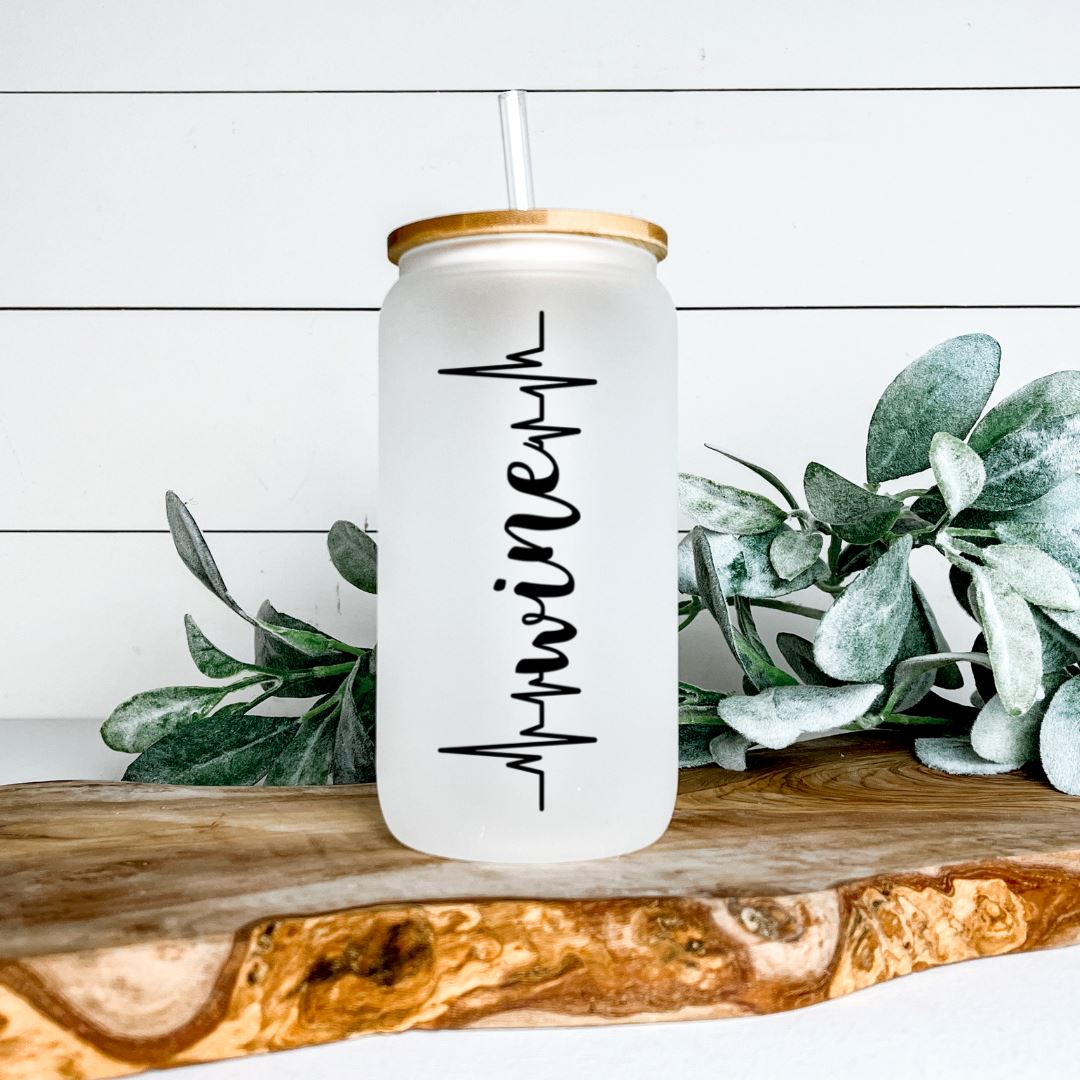 WINE HEARTBEAT FROSTED GLASS JAR TUMBLER Harlow Boutique Official Online Store