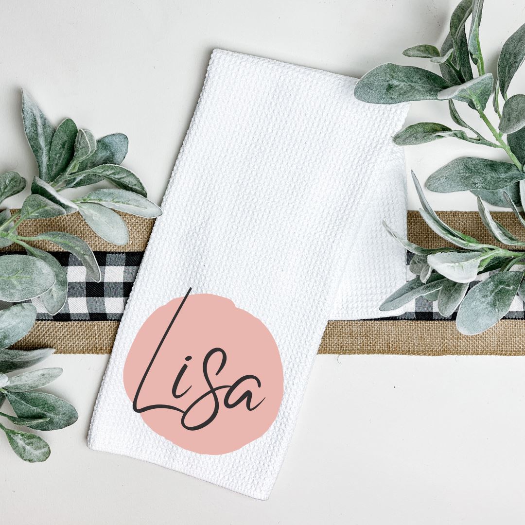 FIRST NAME PINK TEA TOWEL Tea Towel Harlow Boutique Official Online Store
